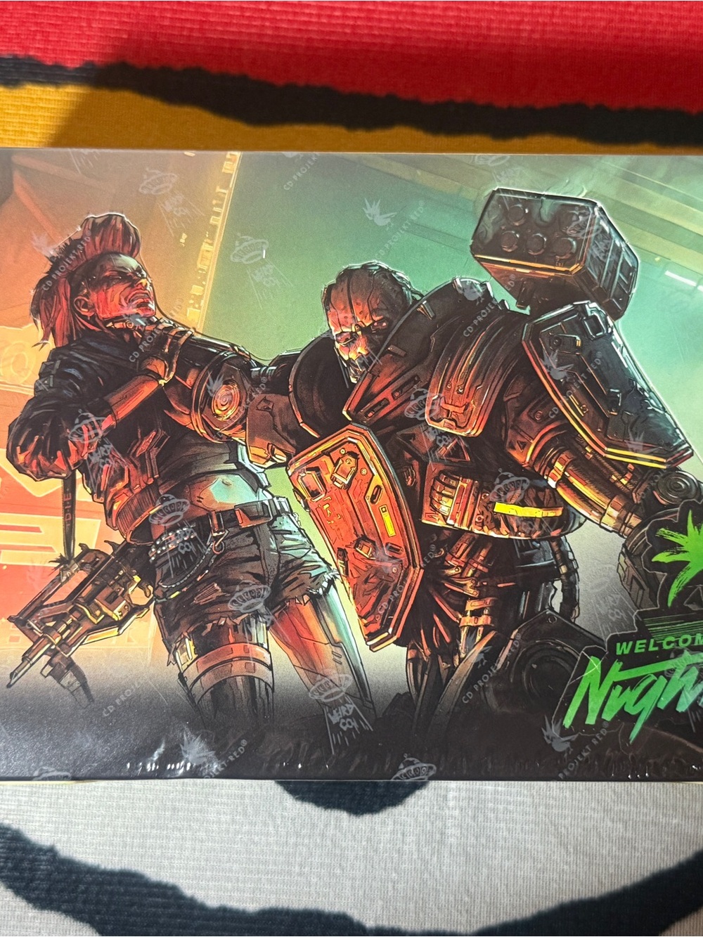Cyberpunk Night City Art Print – Black & Orange Gaming Poster
